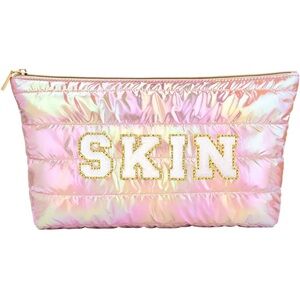 Iridescent Pink Puffy Makeup Bag Large Travel Cosmetic (SKIN) NEW
